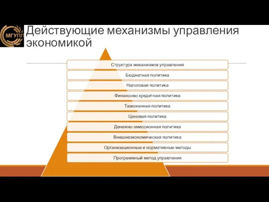 Действующие механизмы управления экономикой