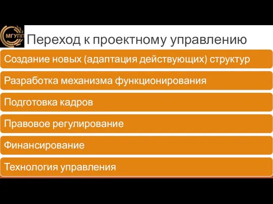 Переход к проектному управлению