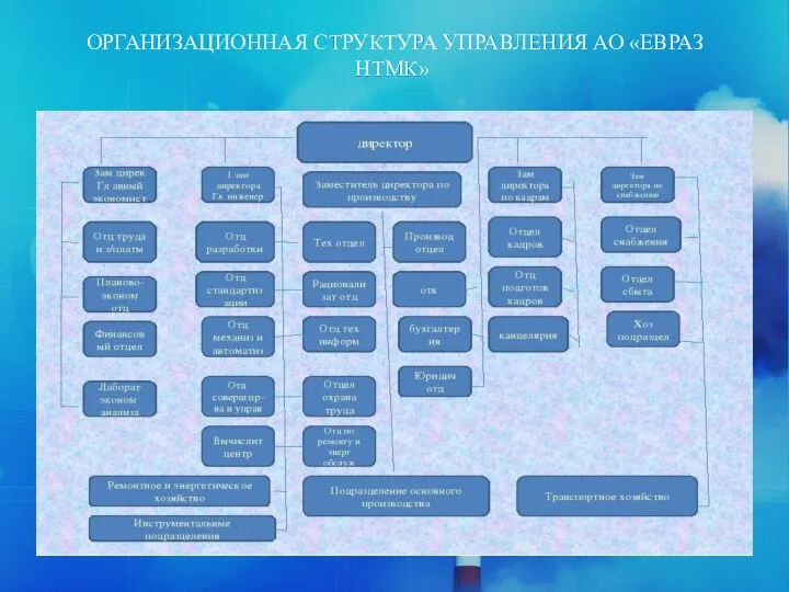 ОРГАНИЗАЦИОННАЯ СТРУКТУРА УПРАВЛЕНИЯ АО «ЕВРАЗ НТМК»