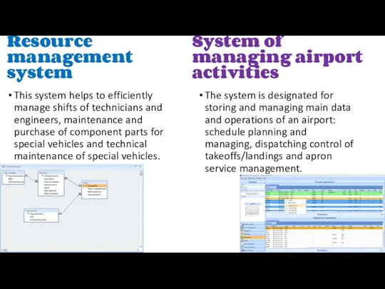 Resource management system This system helps to efficiently manage shifts of technicians