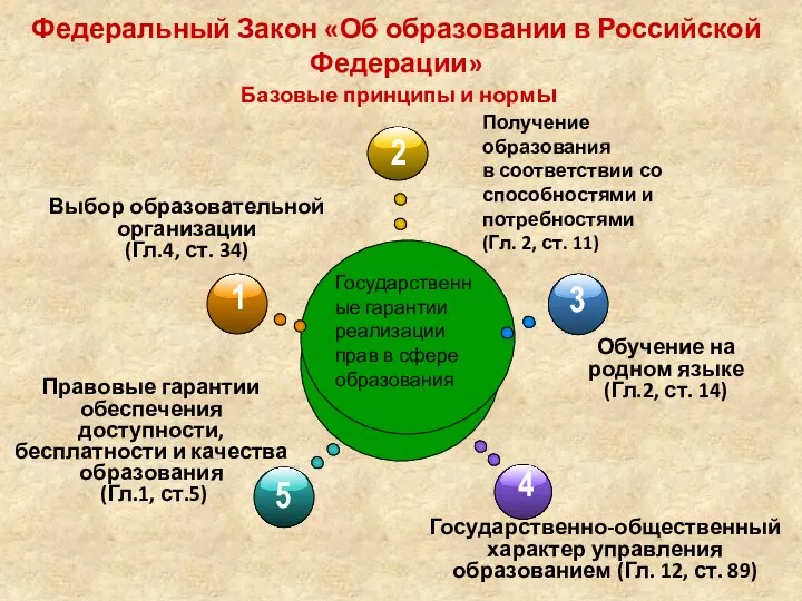 Федеральный Закон «Об образовании в Российской Федерации» Базовые принципы и нормы Гос.