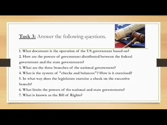 Task 3: Answer the following questions. 1. What document is the operation