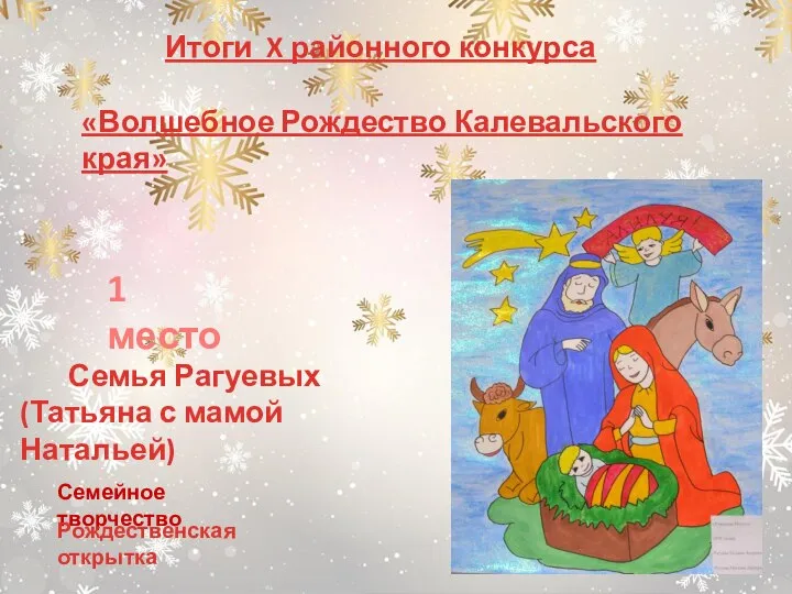 Семейное творчество Рождественская открытка Итоги X районного конкурса «Волшебное Рождество Калевальского края»