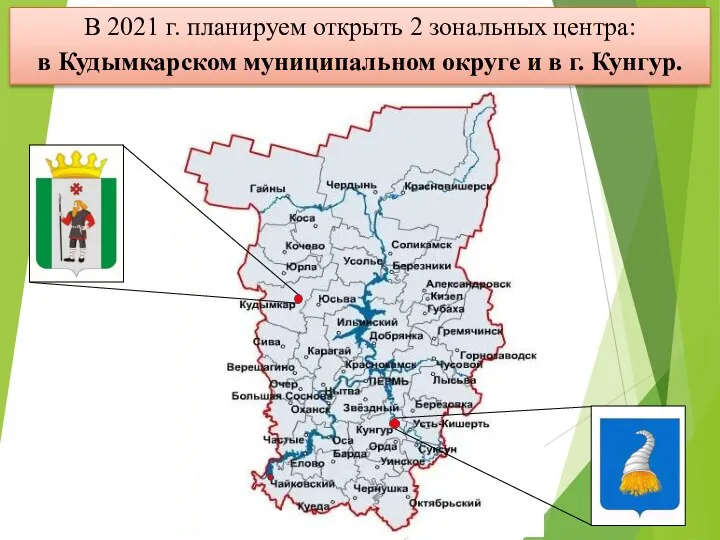 В 2021 г. планируем открыть 2 зональных центра: в Кудымкарском муниципальном округе и в г. Кунгур.