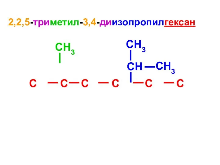 2,2,5-триметил-3,4-диизопропилгексан C C C C C C CH3 CH3 CН CH3