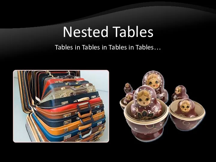 Nested Tables Tables in Tables in Tables in Tables…