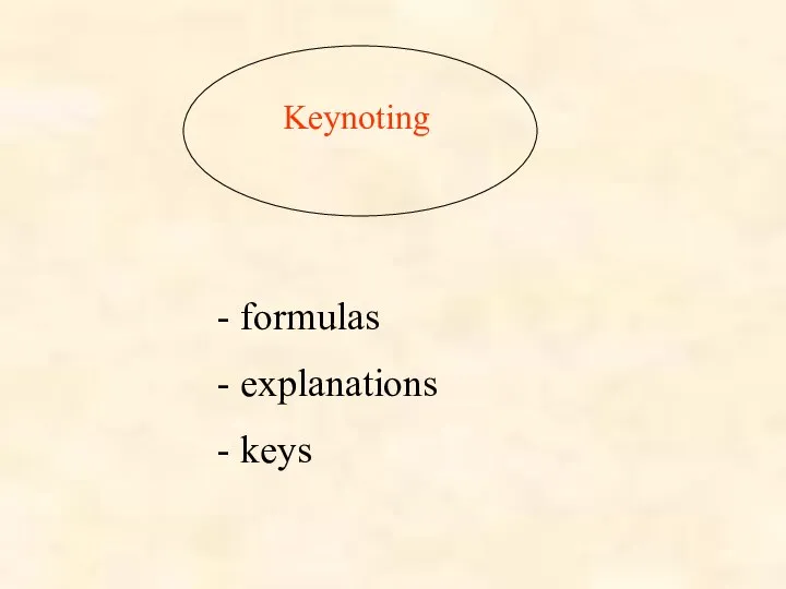 Keynoting - formulas - explanations - keys