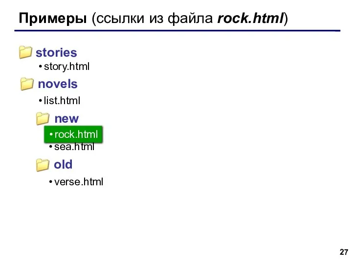 Примеры (ссылки из файла rock.html)‏