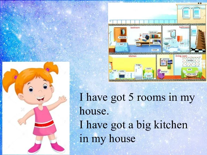 I have got 5 rooms in my house. I have got a