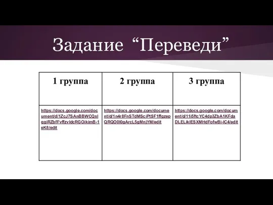 Задание “Переведи”