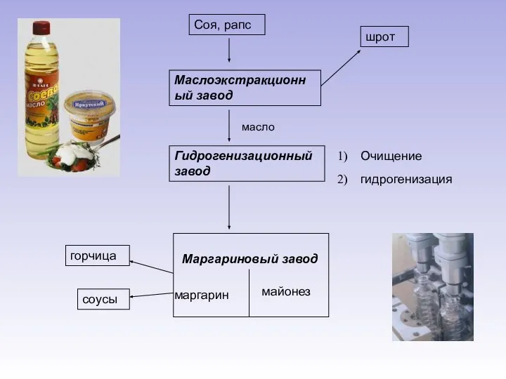 Соя, рапс Маслоэкстракционный завод масло Гидрогенизационный завод Маргариновый завод маргарин майонез шрот Очищение гидрогенизация горчица соусы