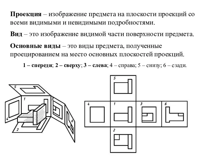 Проекция – изображение предмета на плоскости проекций со всеми видимыми и невидимыми