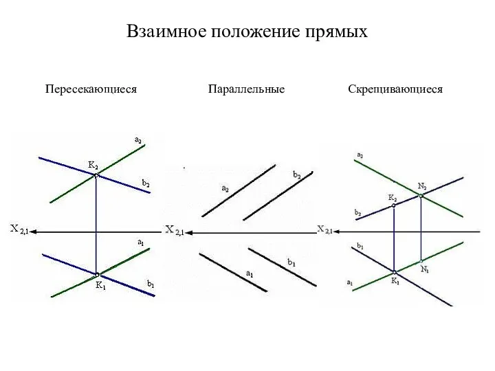 Взаимное положение прямых Скрещивающиеся Параллельные Пересекающиеся