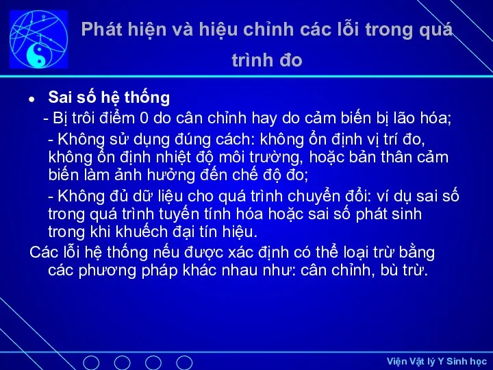 Phát hiện và hiệu chỉnh các lỗi trong quá trình đo Sai