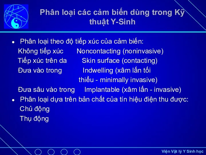 Phân loại các cảm biến dùng trong Kỹ thuật Y-Sinh Phân loại