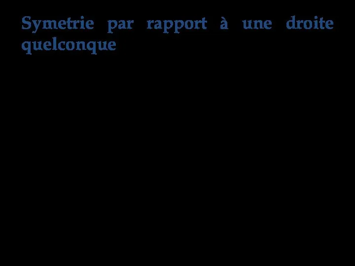 Translation (0, -b) (on fait passer la droite par l’origine ); Rotation