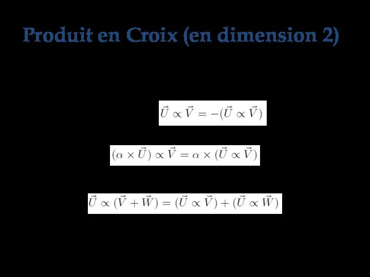 Propriétés anti-commutatif : associatif avec le produit d'un réel et d'un vecteur