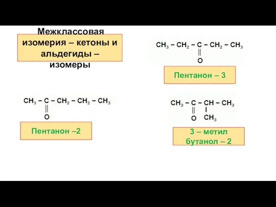 Межклассовая изомерия – кетоны и альдегиды – изомеры 3 – метил бутанол