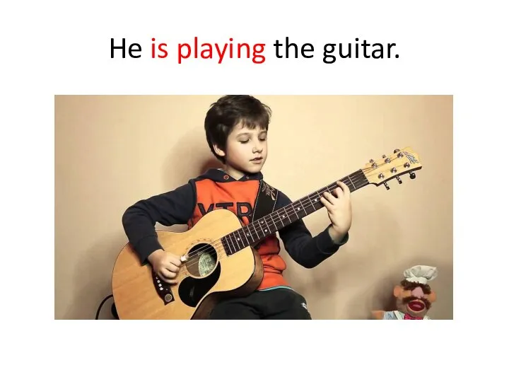 He is playing the guitar.