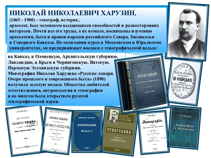 НИКОЛАЙ НИКОЛАЕВИЧ ХАРУЗИН, (1865 - 1900) - этнограф, историк, археолог, был человеком