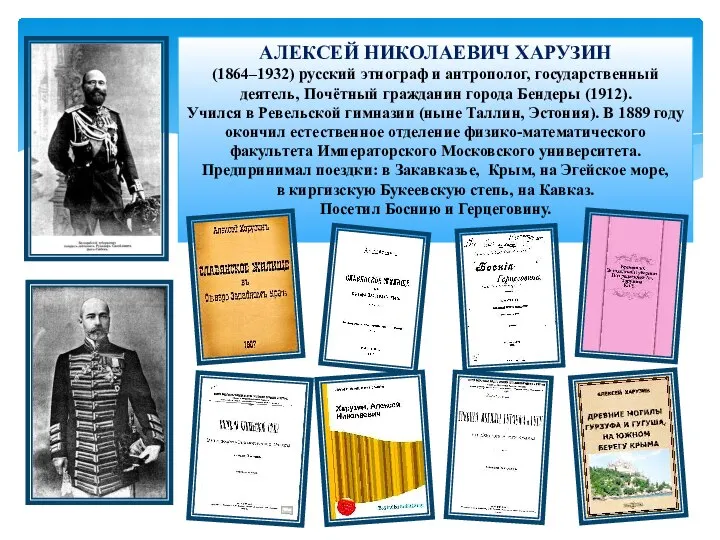АЛЕКСЕЙ НИКОЛАЕВИЧ ХАРУЗИН (1864–1932) русский этнограф и антрополог, государственный деятель, Почётный гражданин