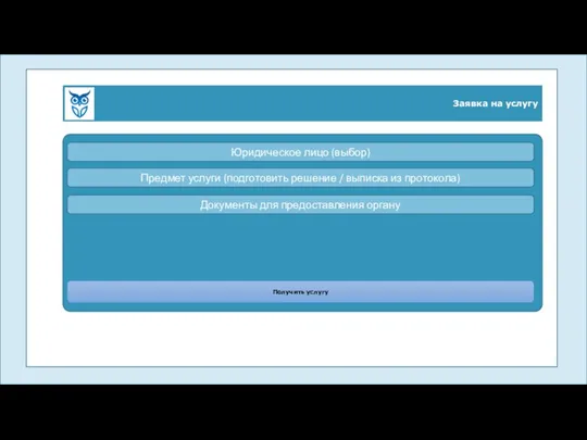 Заявка на услугу Команда Юридическое лицо (выбор) Предмет услуги (подготовить решение /