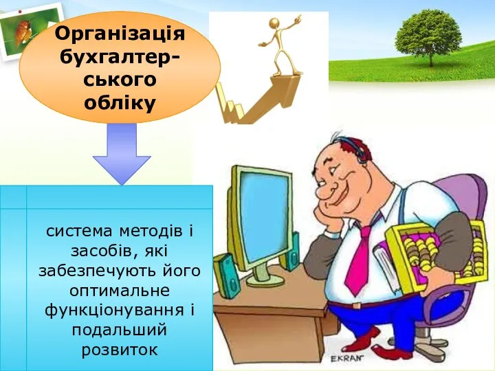 Організація бухгалтер-ського обліку система методів і засобів, які забезпечують його оптимальне функціонування і подальший розвиток