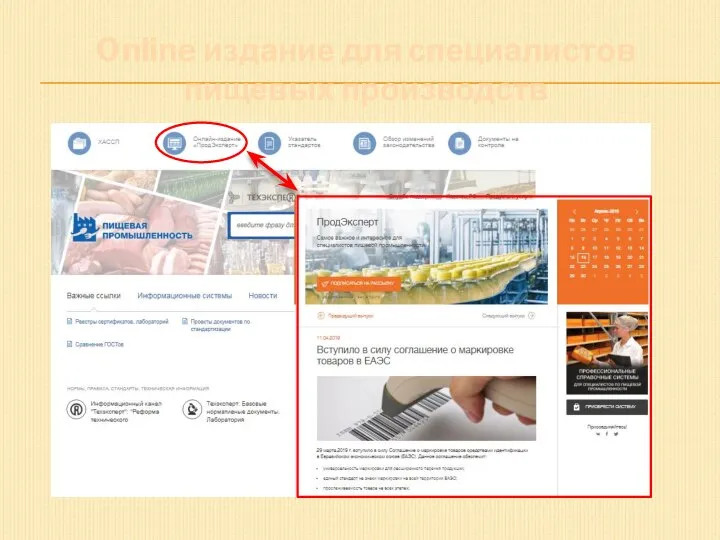 Online издание для специалистов пищевых производств