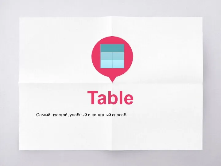 Table Самый простой, удобный и понятный способ.