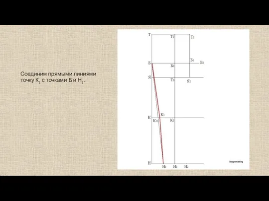 Соединим прямыми линиями точку К1 с точками Б и Н1.