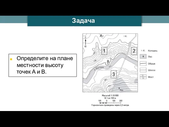 Ilya Schurov Задача 1 Определите на плане местности высоту точек А и В.