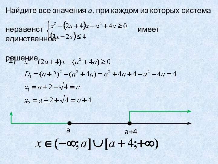 Найдите все значения a, при каждом из которых система неравенст имеет единственное решение. a+4 a 1)