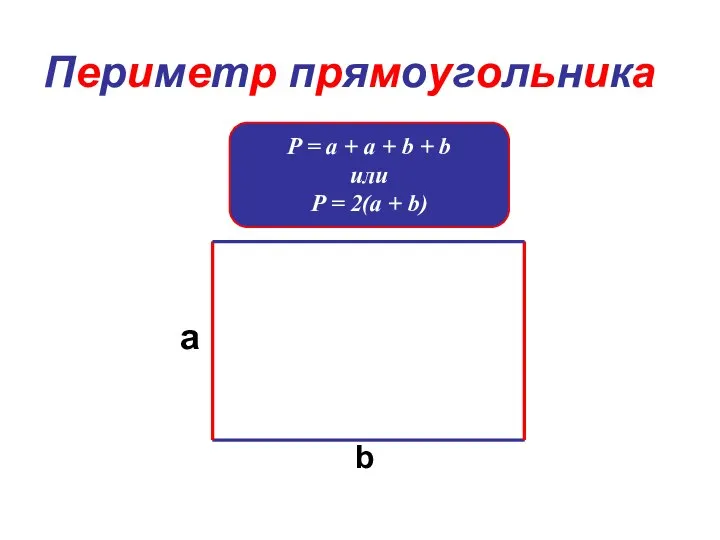 Периметр прямоугольника a b P = a + a + b +
