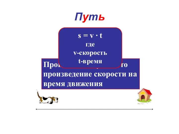 Путь Пройденный путь – это произведение скорости на время движения s =