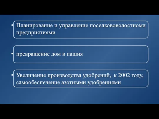 Планирование и управление поселкововолостноми предприятиями превращение дом в пашня Увеличение производства удобрений，к