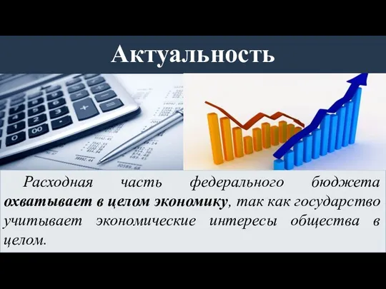 Расходная часть федерального бюджета охватывает в целом экономику, так как государство учитывает