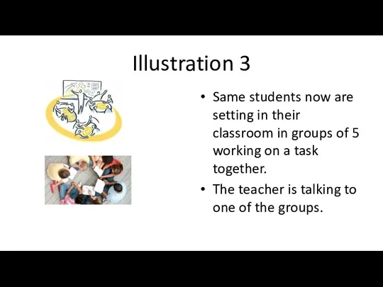 Illustration 3 Same students now are setting in their classroom in groups
