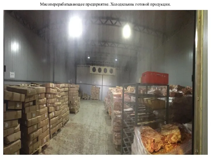 Мясоперерабатывающее предприятие. Холодильник готовой продукции.