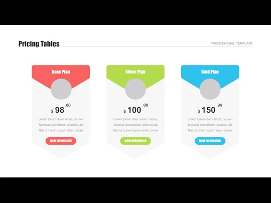 Pricing Tables PROFESSIONAL TEMPLATE Base Plan Lorem ipsum dolor amet, consec Nostrud