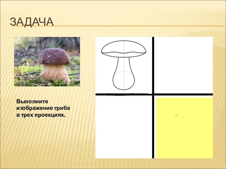 ЗАДАЧА Выполните изображение гриба в трех проекциях.
