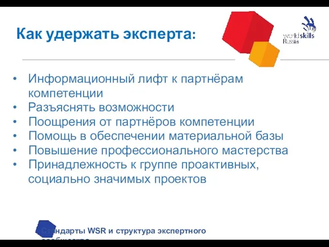 Как удержать эксперта: Стандарты WSR и структура экспертного сообщества Информационный лифт к