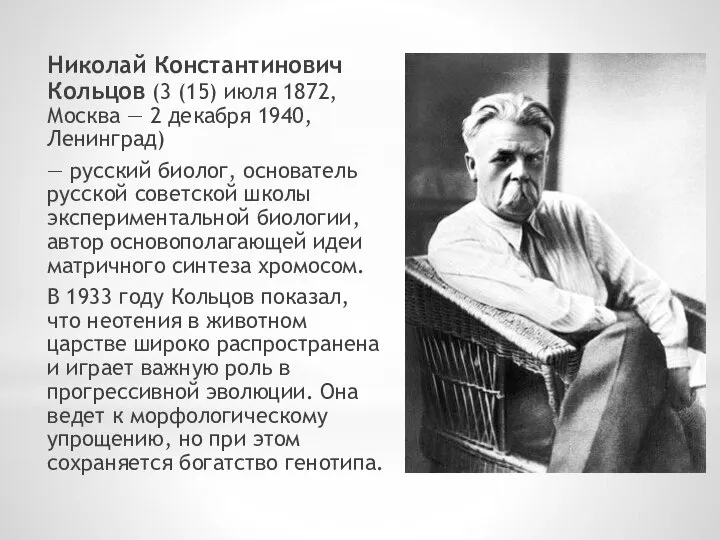 Николай Константинович Кольцов (3 (15) июля 1872, Москва — 2 декабря 1940,