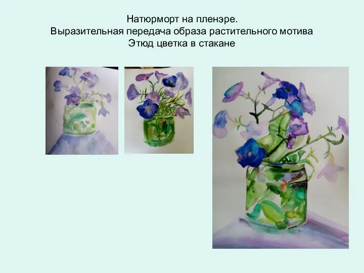 Натюрморт на пленэре. Выразительная передача образа растительного мотива Этюд цветка в стакане