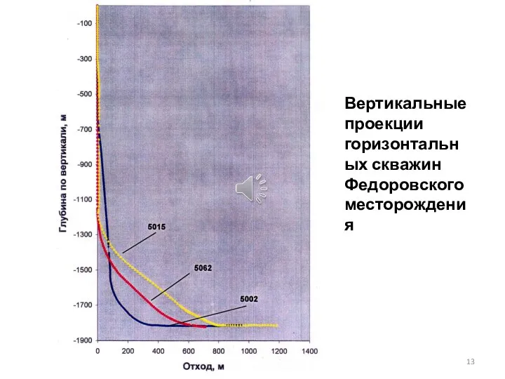 Вертикальные проекции горизонтальных скважин Федоровского месторождения