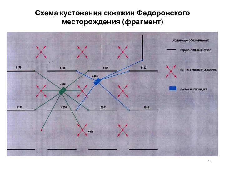 Схема кустования скважин Федоровского месторождения (фрагмент)