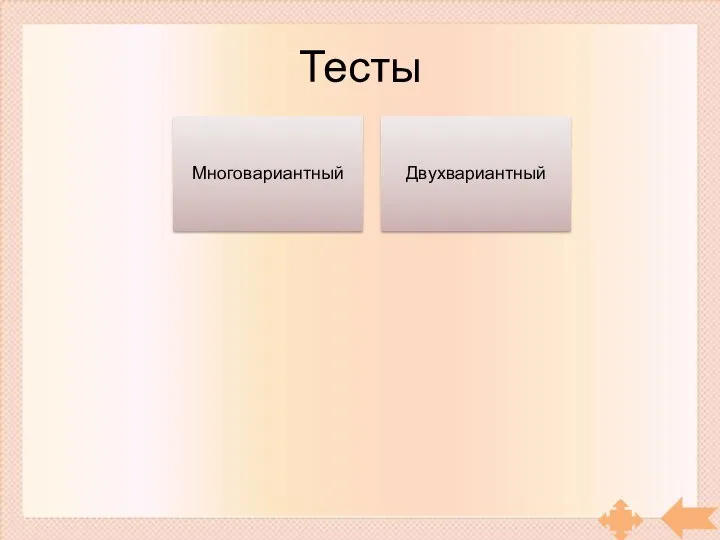 Тесты Многовариантный Двухвариантный