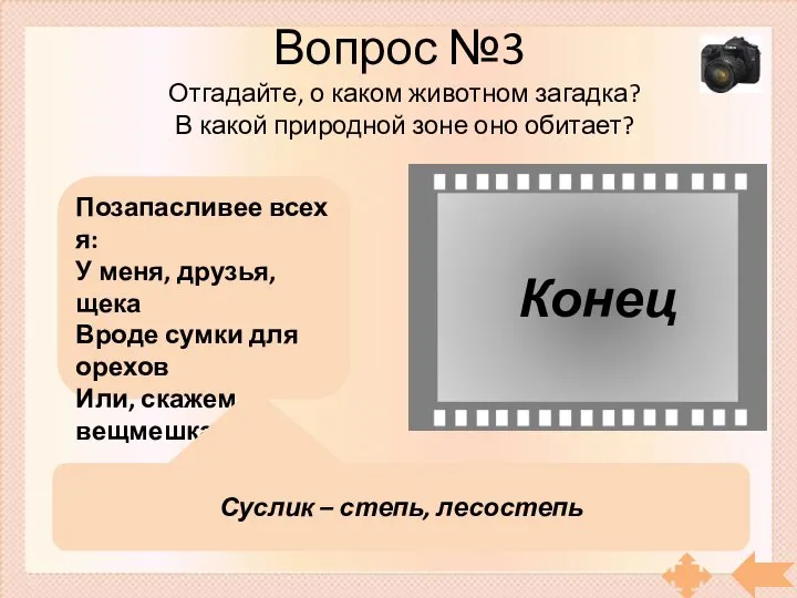 Конец Вопрос №3 Позапасливее всех я: У меня, друзья, щека Вроде сумки