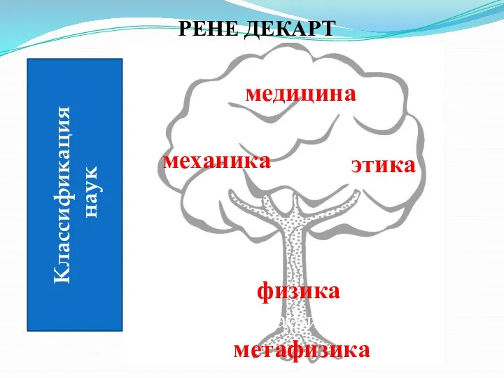 РЕНЕ ДЕКАРТ метафизика метафизика физика этика медицина механика Классификация наук