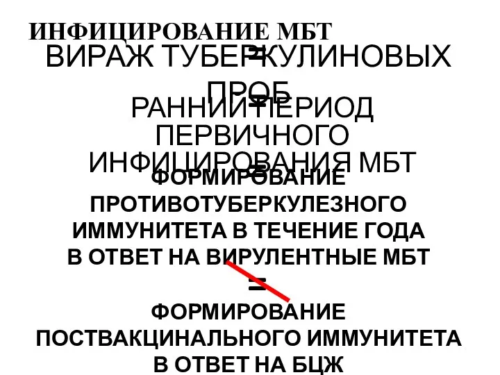 ИНФИЦИРОВАНИЕ МБТ ВИРАЖ ТУБЕРКУЛИНОВЫХ ПРОБ РАННИЙ ПЕРИОД ПЕРВИЧНОГО ИНФИЦИРОВАНИЯ МБТ = =