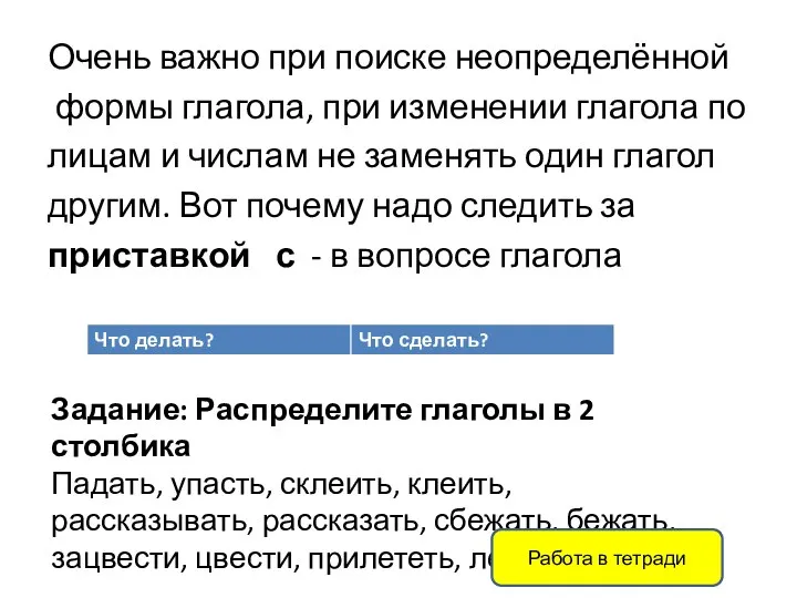 Очень важно при поиске неопределённой формы глагола, при изменении глагола по лицам